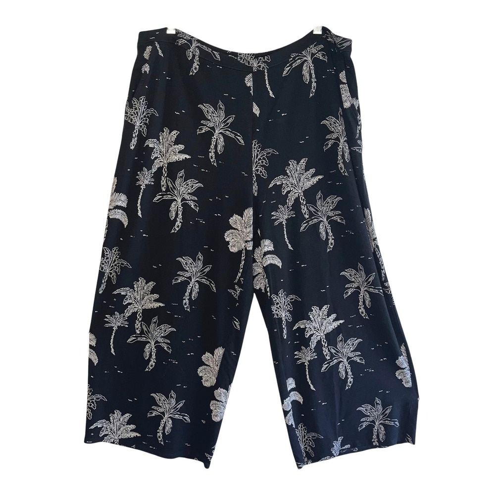 J Jill Pants Womens XL‎ Black Rayon Casual Beach Cropped Capri Wearever Col.